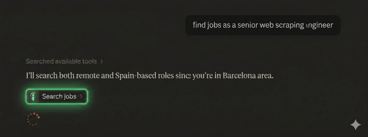 Claude searching for jobs using the Indeed connector